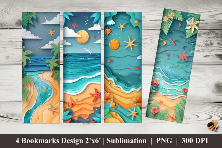 Beach Layered Bookmark Sublimation Design
