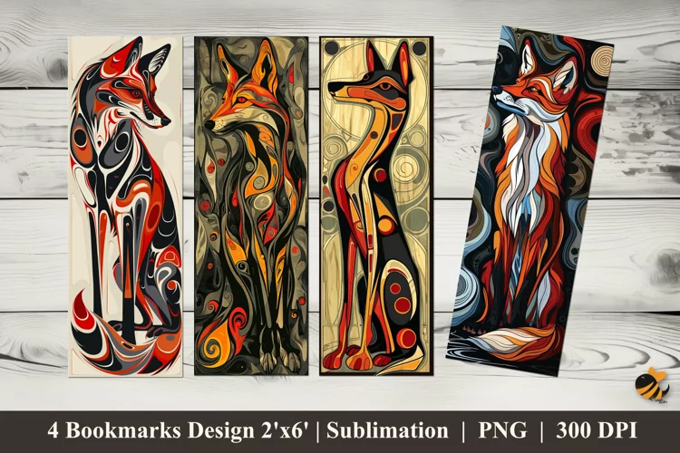 Fox Art Poster Bookmarks Sublimation Design