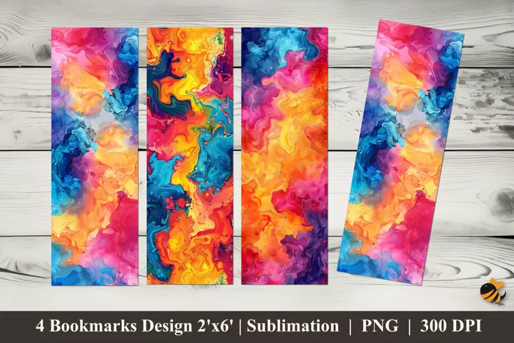 Abstract Colorful Bookmarks Sublimation Design