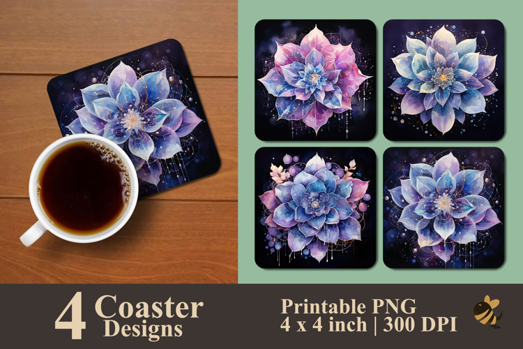 Crystal Bloom Constellation Coaster Sublimation Design