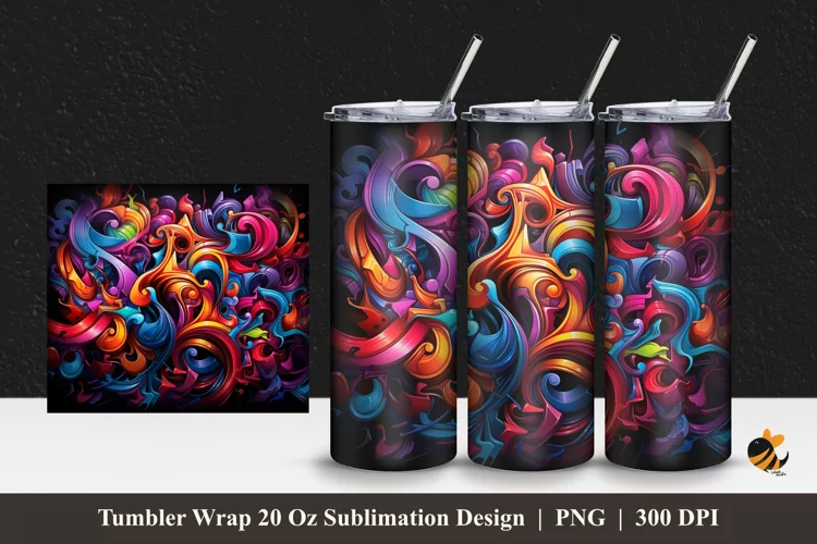 Magic Graffiti Tumbler Wrap Sublimation Design 1