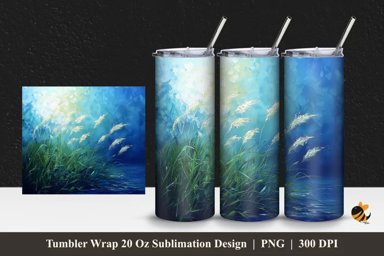 Posidonia Oceanica Tumbler Wrap Sublimation Design 1