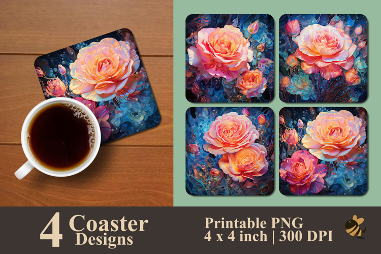 Bubble Rose Coaster Sublimation Design