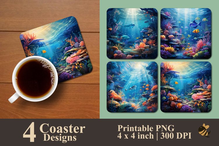 Underwater Life Coaster Sublimation Designs