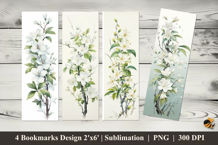 Jasmine Flowers Bookmarks Sublimation Design