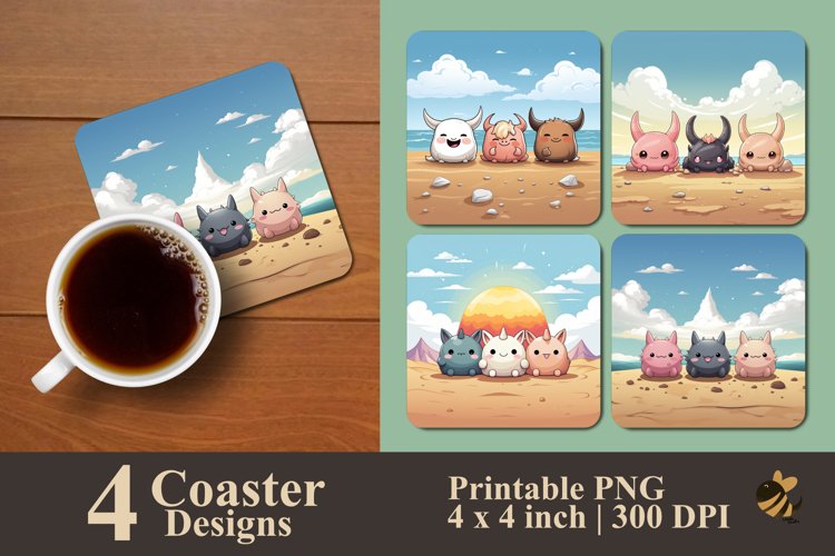 Fantasy Cartoon Coaster Sublimation Designs example image 1