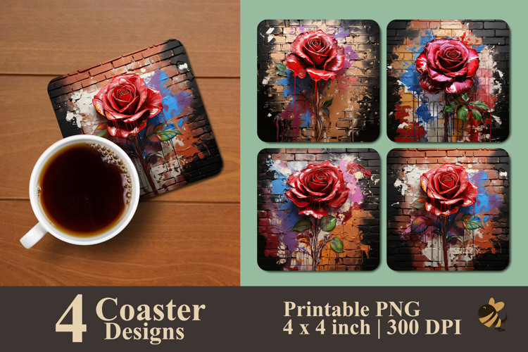 Velvet Petal Rose Coaster Sublimation Design
