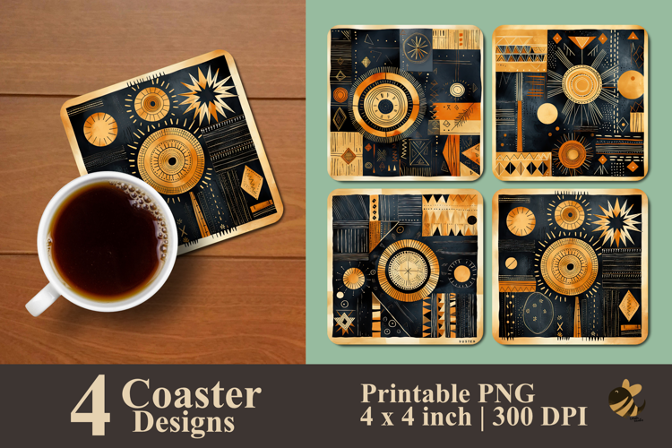 Geometric Tribal Fusion Coaster Sublimation Design