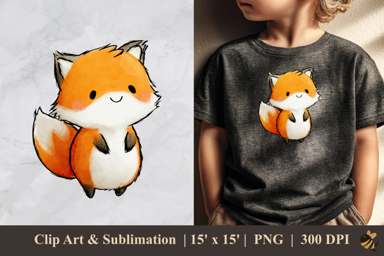 Cute Fox DTF Sublimation Clipart Design 1