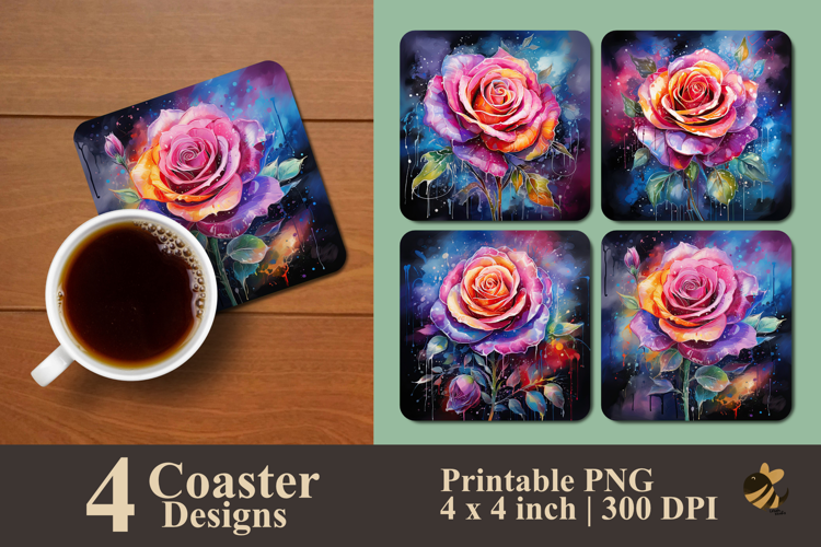 Holland Rainbow Rose Coaster Sublimation Design
