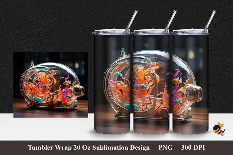 Fantasy Aquarium Tumbler Wrap Sublimation Design 1 example image 1
