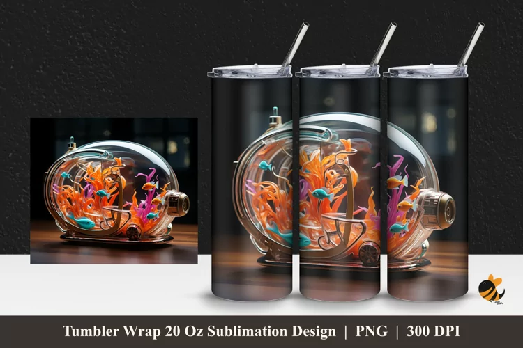 Fantasy Aquarium Tumbler Wrap Sublimation Design 1