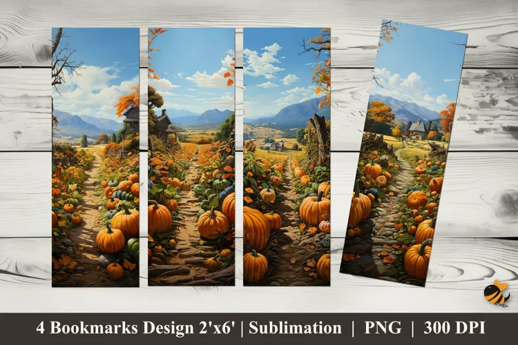 Pumpkin Field Bookmarks Sublimation Design