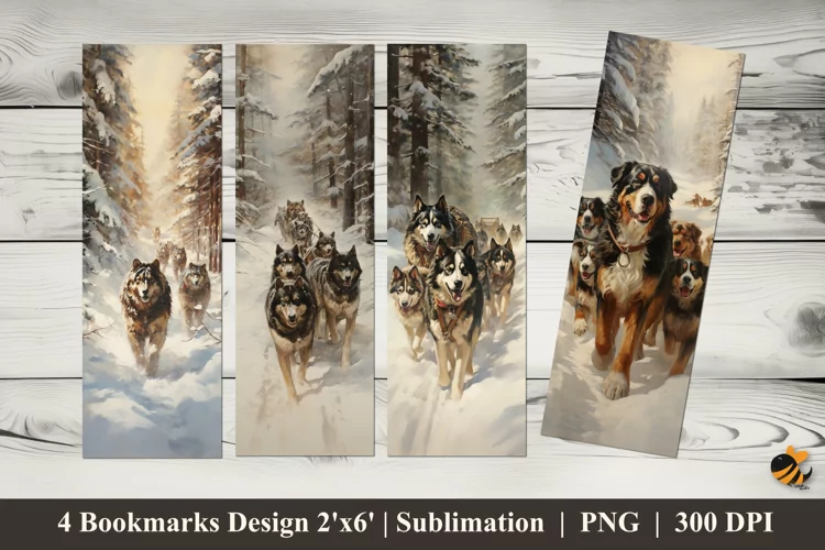 Winter Dog Bookmarks Sublimation Design