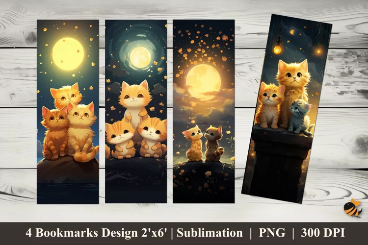 Cute Baby Cat Bookmarks Sublimation Design