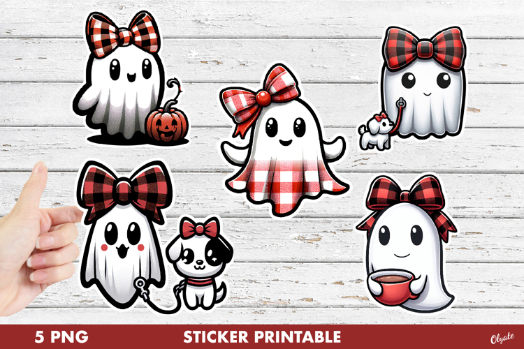 Cute Ghost Stickers PNG. Halloween Stickers PNG