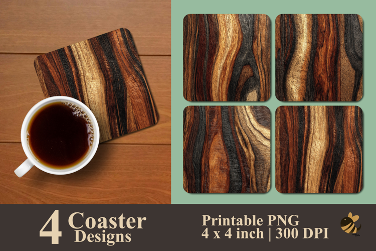 Urushi Lacquered Wood Coaster Sublimation Design