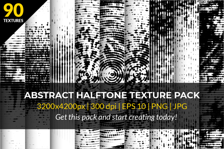 Abstract Halftone Texture Pack - 90 Vector & PNG Textures