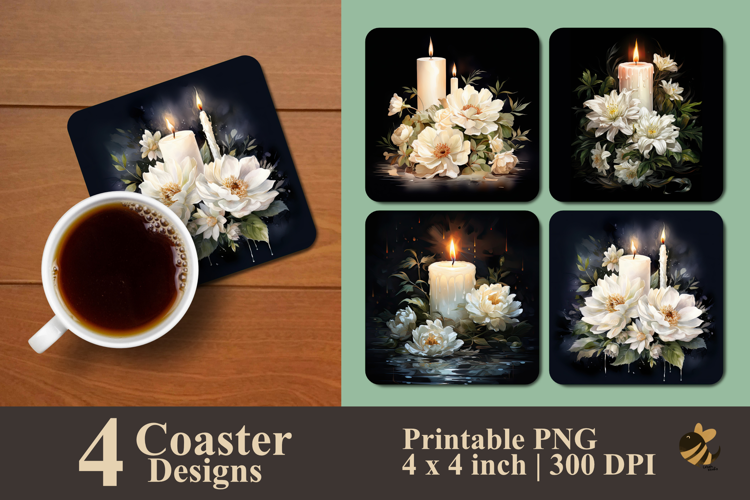 Candlelight Elegance Coaster Sublimation Design