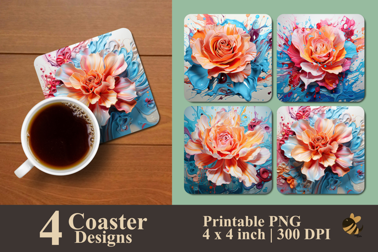 Candy Fire Blossom Coaster Sublimation Design