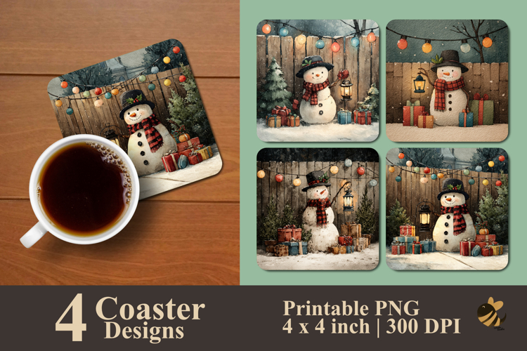 Snowman’s Gift Coaster Sublimation Design