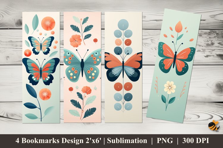 Children Butterfly Bookmarks Sublimation Design example image 1