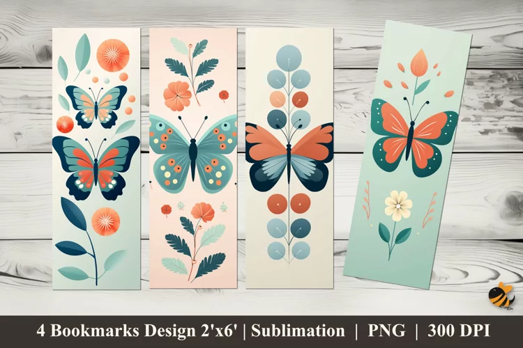 Children Butterfly Bookmarks Sublimation Design