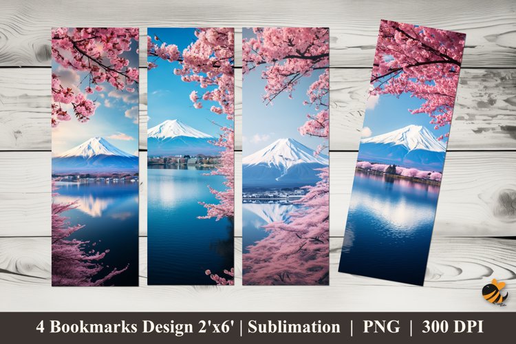 Mount Fuji Bookmarks Sublimation Design example image 1
