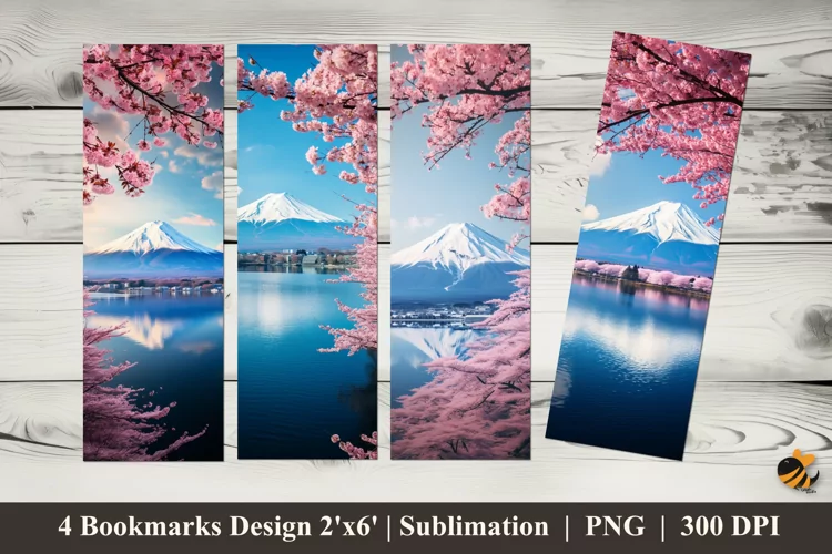 Mount Fuji Bookmarks Sublimation Design
