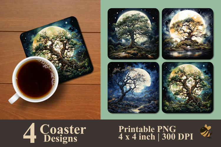 Fantasy Old Tree Coaster Sublimation Design