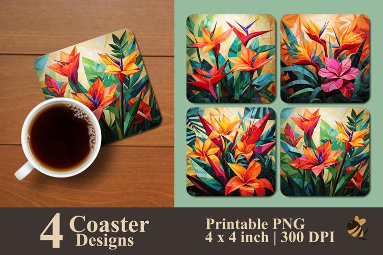 Tropical Geometric Paradise Coaster Sublimation Design
