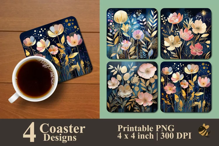 Lovely Floral Coaster Sublimation Designs