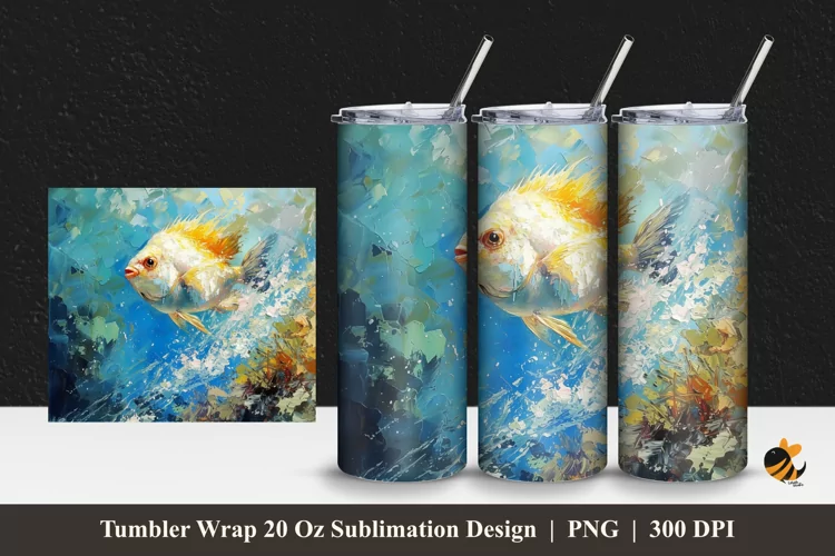 Moonfish Abstract Tumbler Wrap Sublimation Design 1