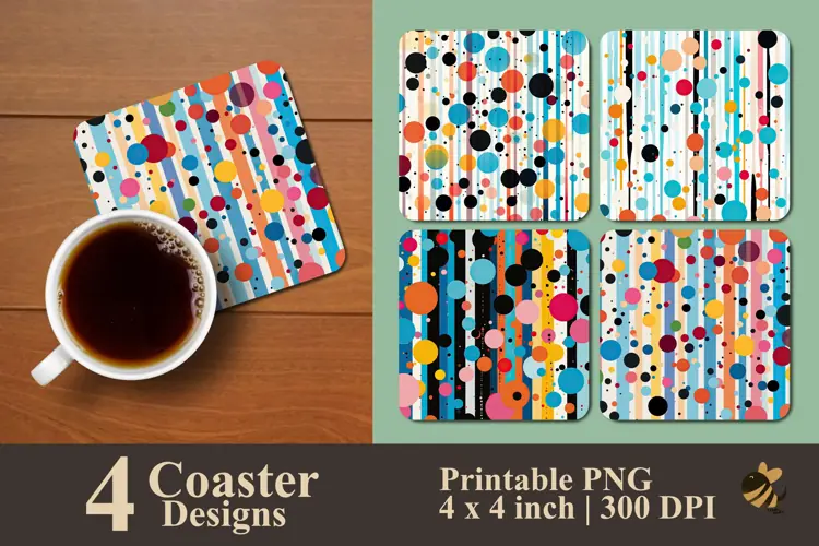 Multicolor Abstract Coaster Sublimation Design