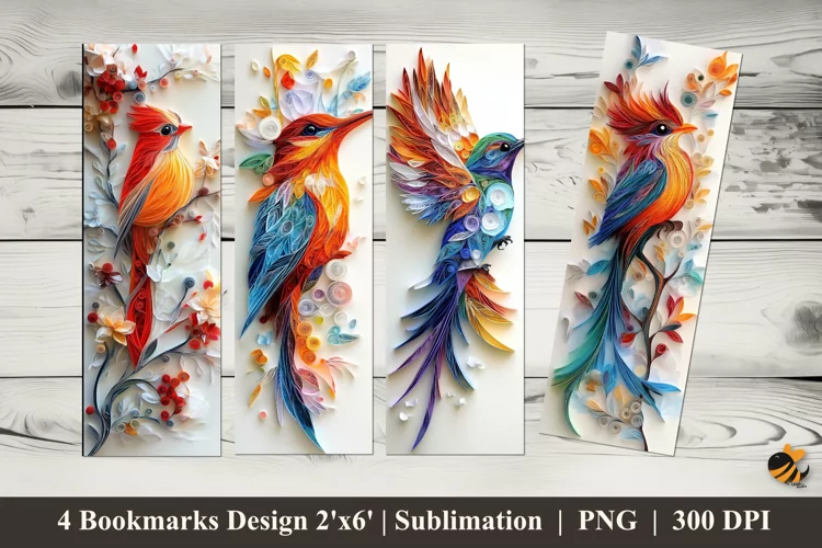 Bird Art Paper Bookmarks Sublimation Design