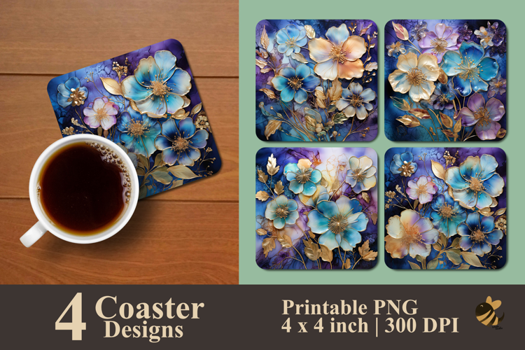 Aurora Bloom Coaster Sublimation Design