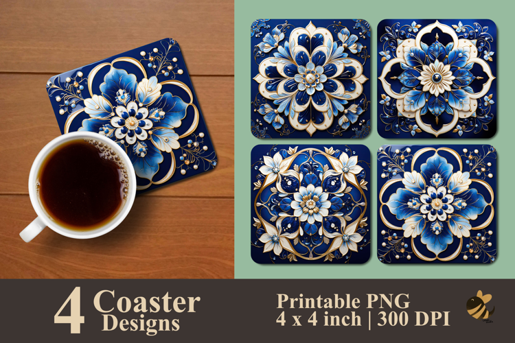 Royal Persian Tile Coaster Sublimation Design