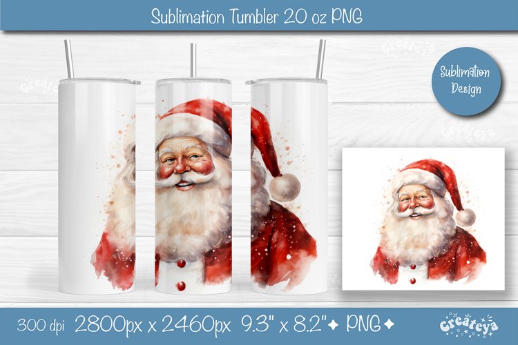 Christmas tumbler wrap 20 Oz sublimation Xmas Santa Tumbler
