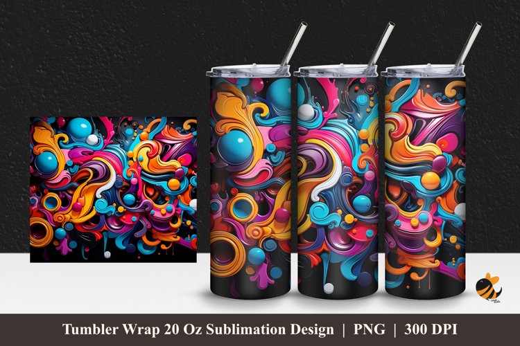 Art Colors Tumbler Wrap Sublimation Design 1 example image 1