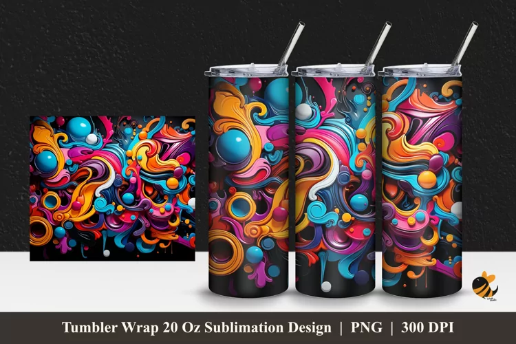 Art Colors Tumbler Wrap Sublimation Design 1