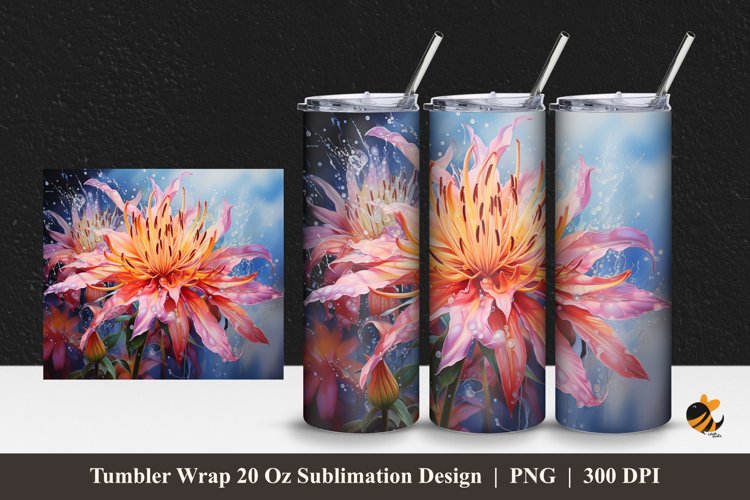 Brazilian Flower Tumbler Wrap Sublimation Design 1