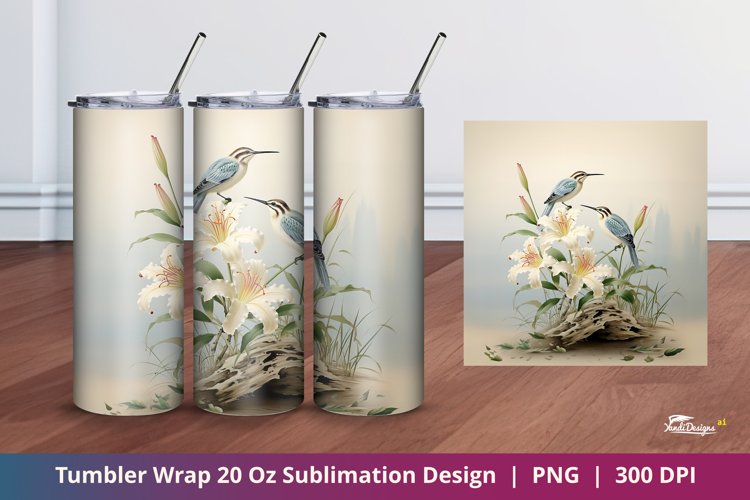 Lily and Bird Tumbler Wrap Sublimation 1
