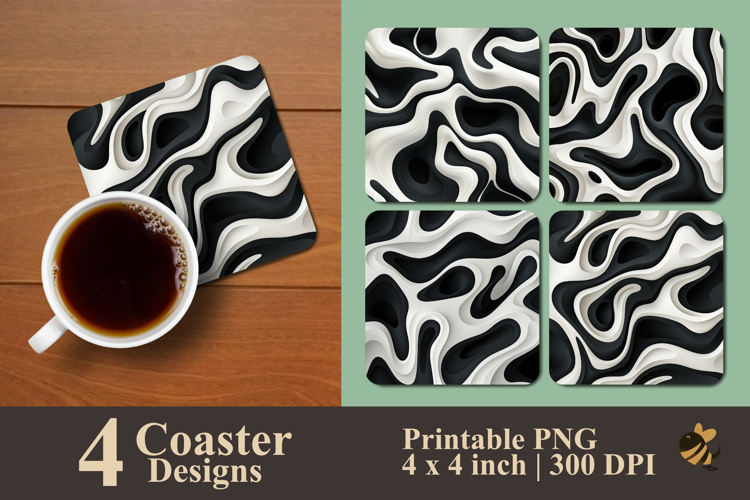 Minimalist Wave Coaster Sublimation Design