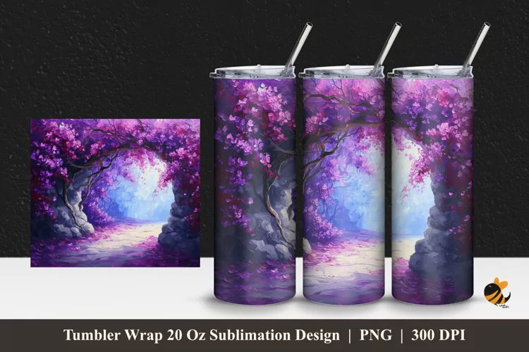 Old Bougainvillea Tumbler Wrap Sublimation Design 1