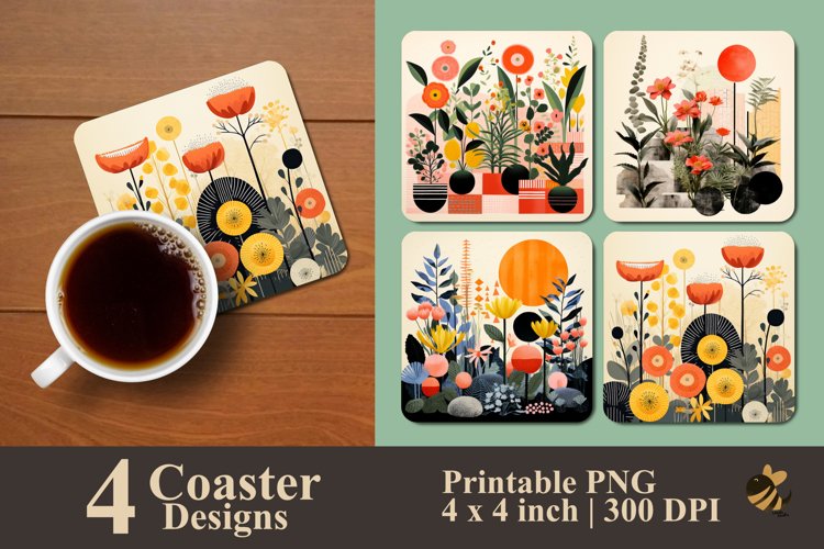 Antique Plants Coaster Sublimation Designs