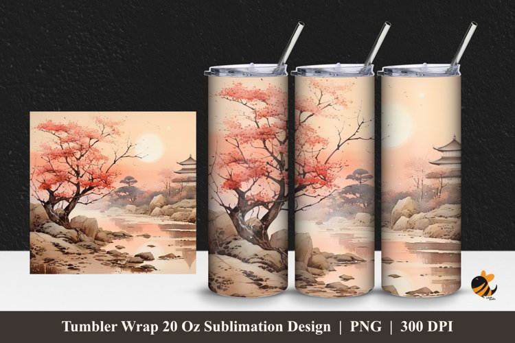Evening Panorama Tumbler Wrap Sublimation Design 1 example image 1