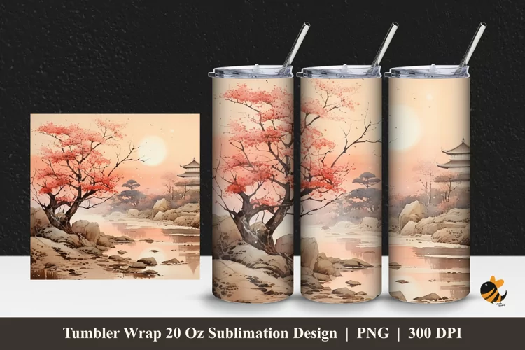 Evening Panorama Tumbler Wrap Sublimation Design 1