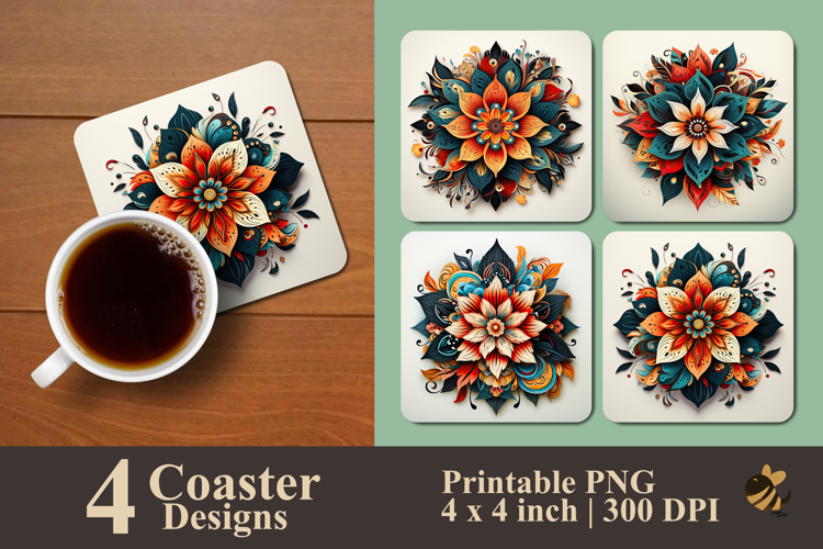 Neo Tribal Bloom Coaster Sublimation Design