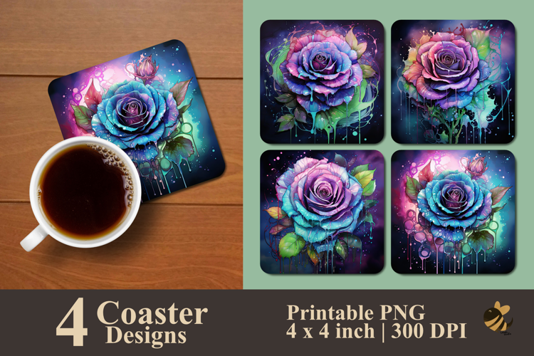 Aurora Ink Roseburst Coaster Sublimation Design