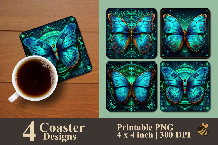 Celestial Butterfly Coaster Sublimation Design